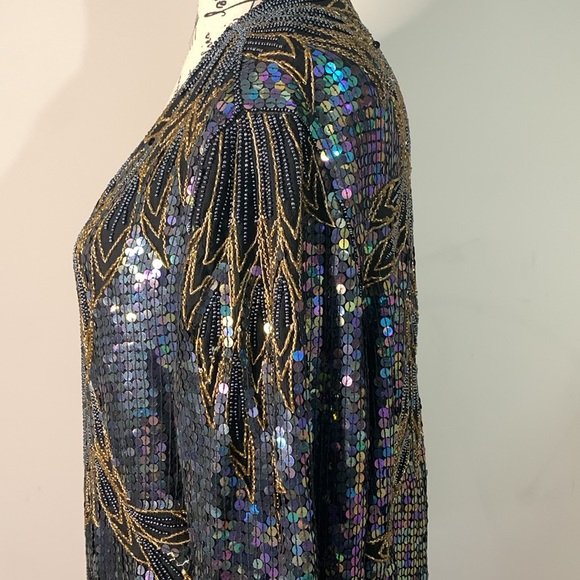 Vintage Creative Creations by Jewell Queen Beaded Silk Jacket Size: L - Picture 8 of 16